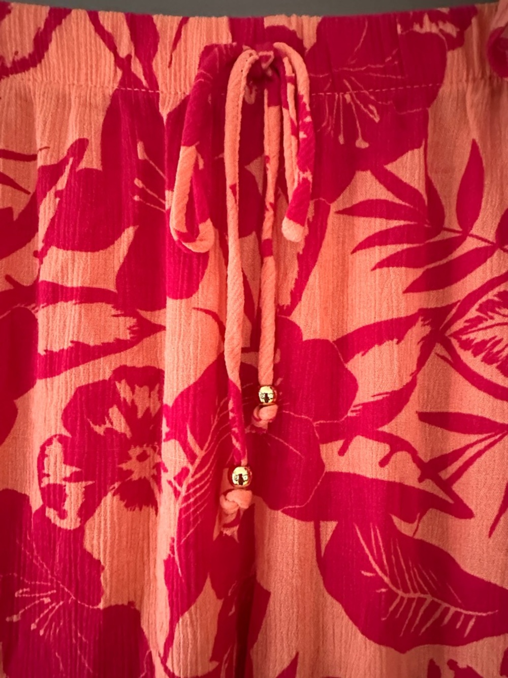 NWT Miken Coral & Fuchsia Floral Matching Set Top & Pants Resort Beach Vacation - Picture 6 of 7